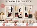 Luxury Fashion Wall Art Set of 3, Lipstick & Heels Printable Wall Art, Chic Makeup Fashion Print, Glam Office Decor Download
