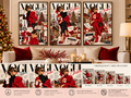 Christmas Fashion Wall Art Set of 3 – Vogue Style Editorial Collage Prints, Red & Black Holiday Fashion Decor, Digital Download