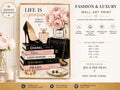 Luxury Fashion Wall Art Print, Chanel Inspired Fashion Illustration, Pink Peony Designer Decor, Glam Perfume & Heels Poster