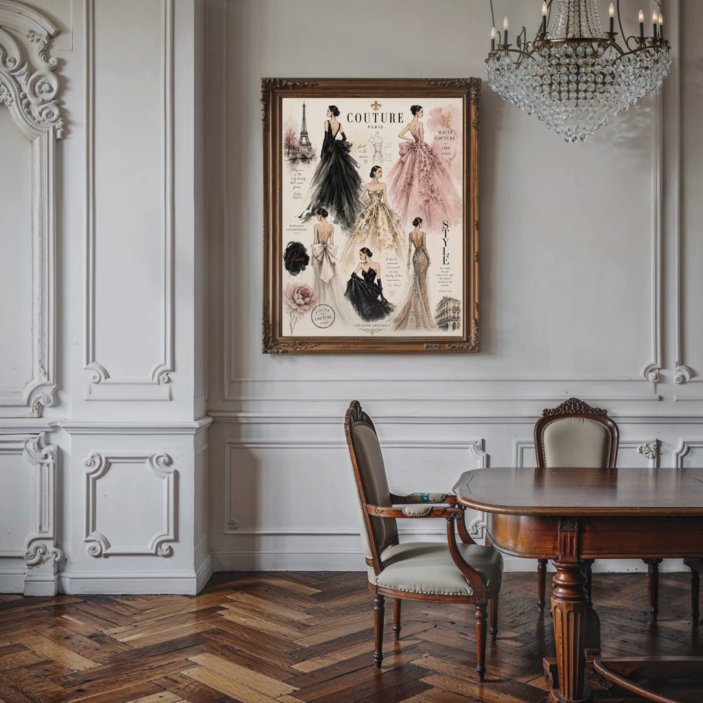 Couture Fashion Illustration Prints, Paris Haute Couture Wall Art, Vogue Style Decor (Digital Download)