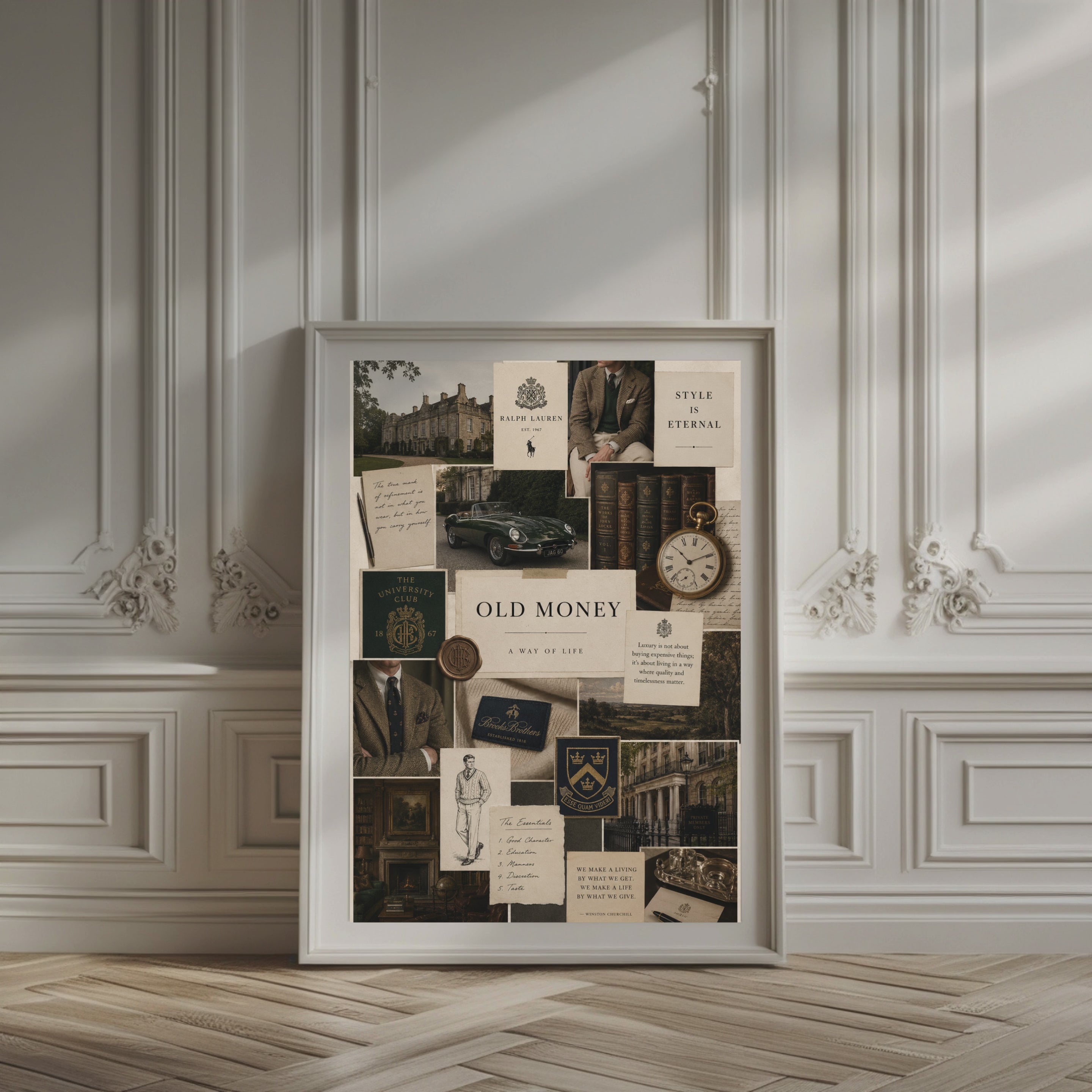 Old Money Collage Print, Vintage Preppy Fashion Wall Art (Digital Download)