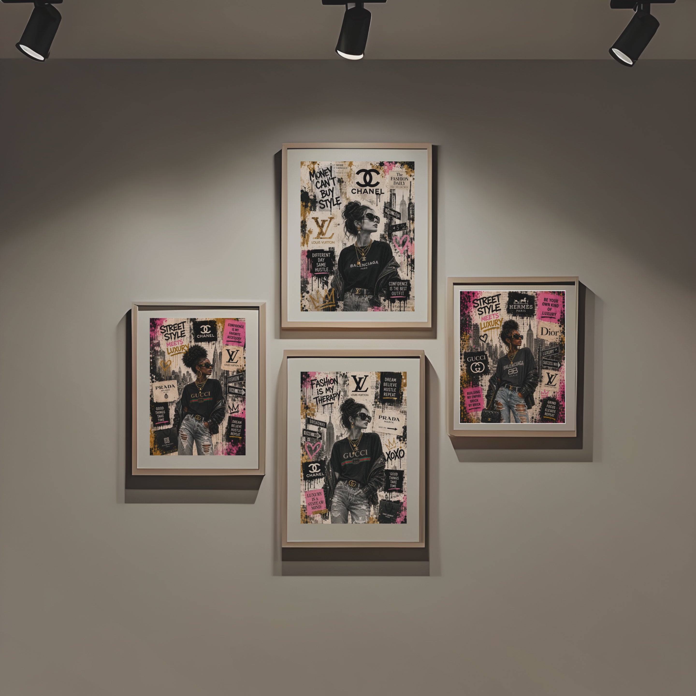 Street Style Luxury Fashion Wall Art Set, Collage Prints (Digital Download)