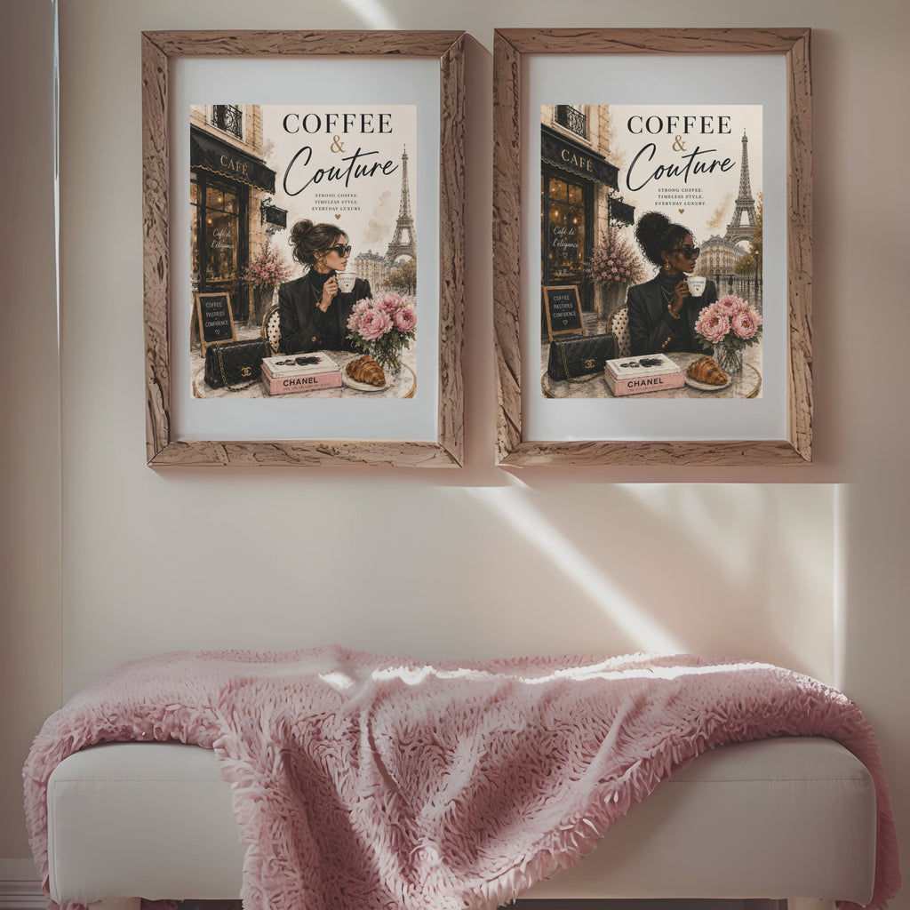 Parisian Café Fashion Art Print Set | Chic Coffee Bar Wall Décor (Digital Download)