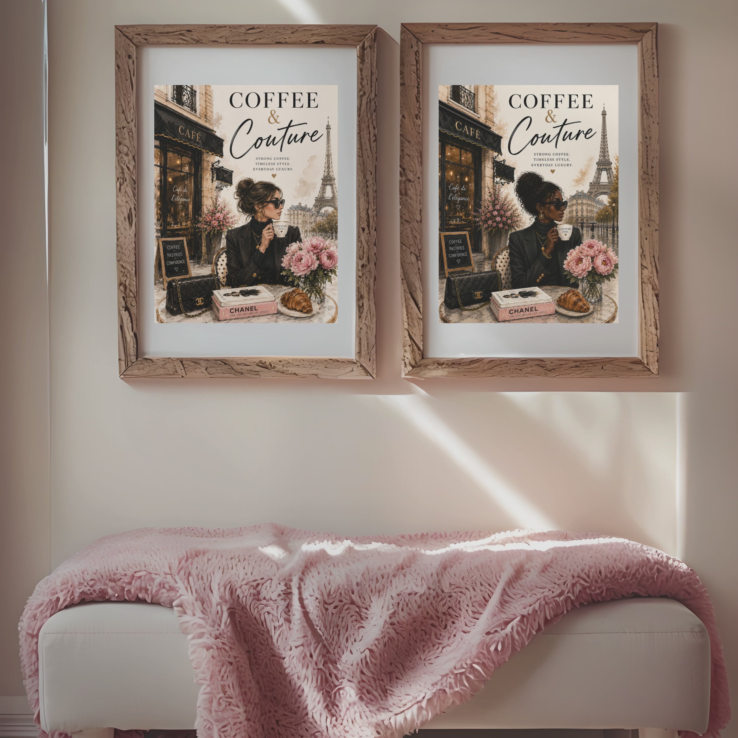 Parisian Café Fashion Art Print Set | Chic Coffee Bar Wall Décor (Digital Download)