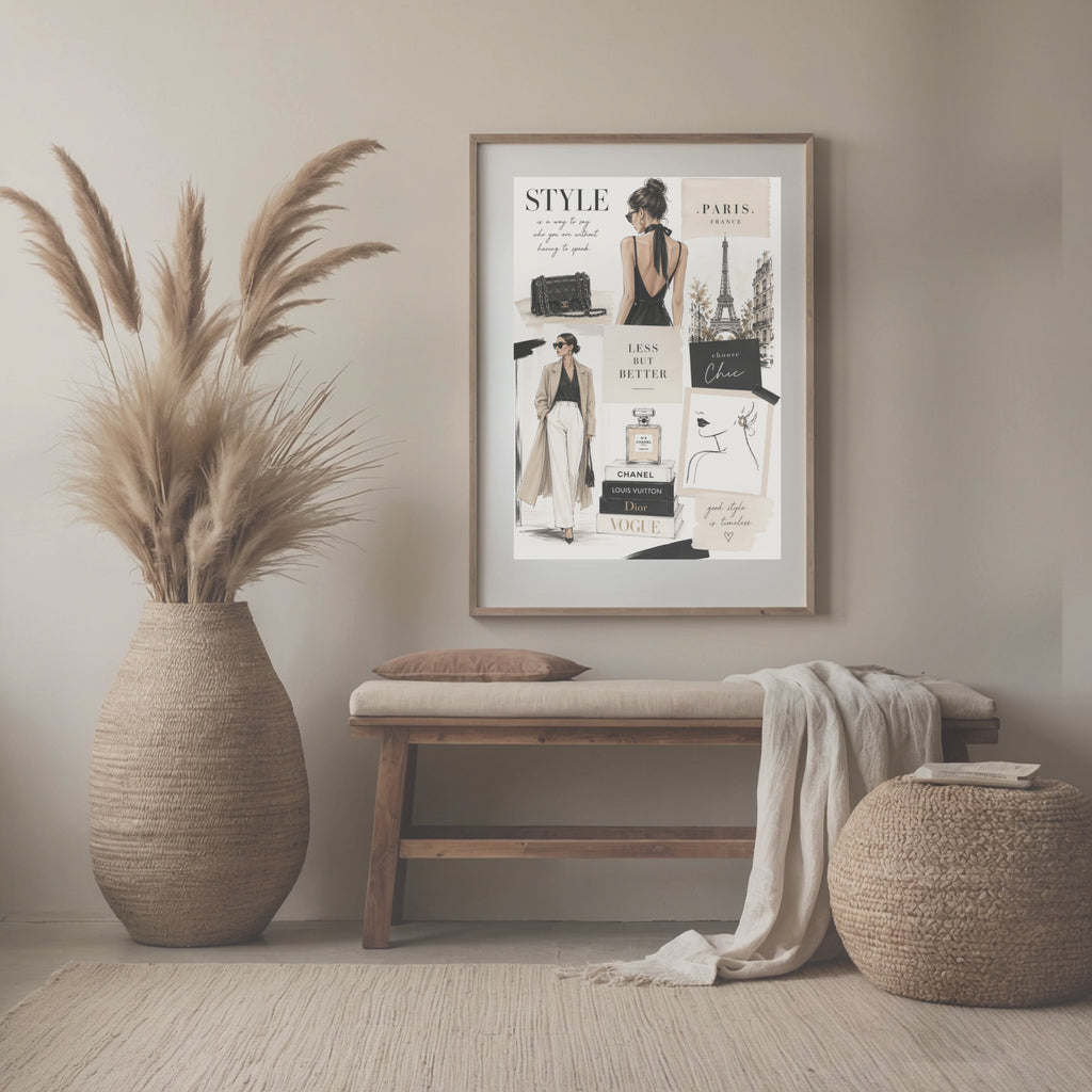 Paris Fashion Illustration, Chic Vogue Style, Neutral Woman Art (Digital Download)