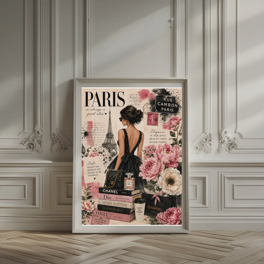 Paris Fashion Wall Art Set, Floral Chic Vogue Prints, Luxury Gallery Decor (Digital Download)