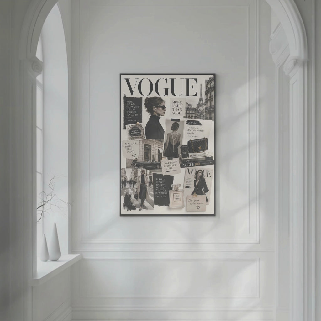 Parisian Fashion Wall Art Set of 3 – Neutral Luxury Prints, Editorial Collage, Feminine Chic Decor